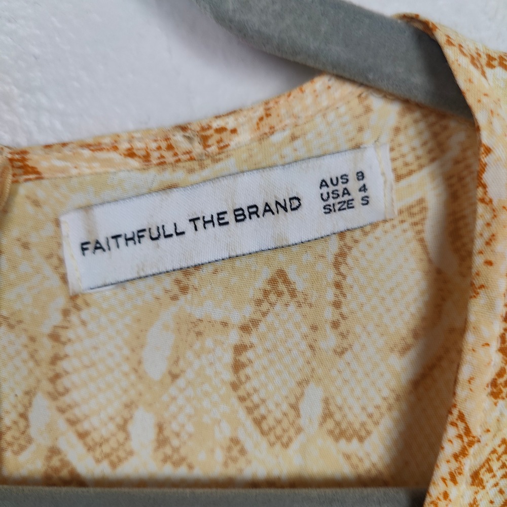 Faithfull the Brand Yellow Snake-Print Midi Dress - Picture 7 of 10